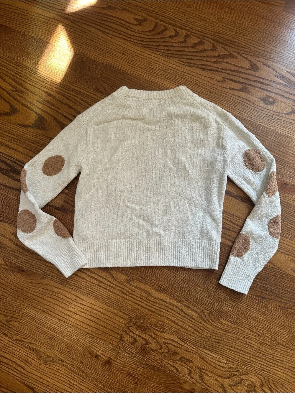 GUC Crewcuts Factory Cream Crewneck Sweater with Tan Polka Dots; L
